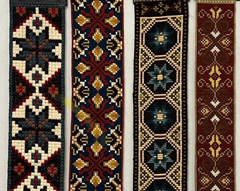 Swedish Geometric Floral Tapestry - Framed Boho Needlepoint Wall Art - Handmade Scandinavian Wall Decoration