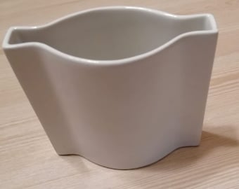 Vaso da fiori Höganäs Keramik Sweden in gres bianco, arredamento scandinavo moderno della metà del secolo