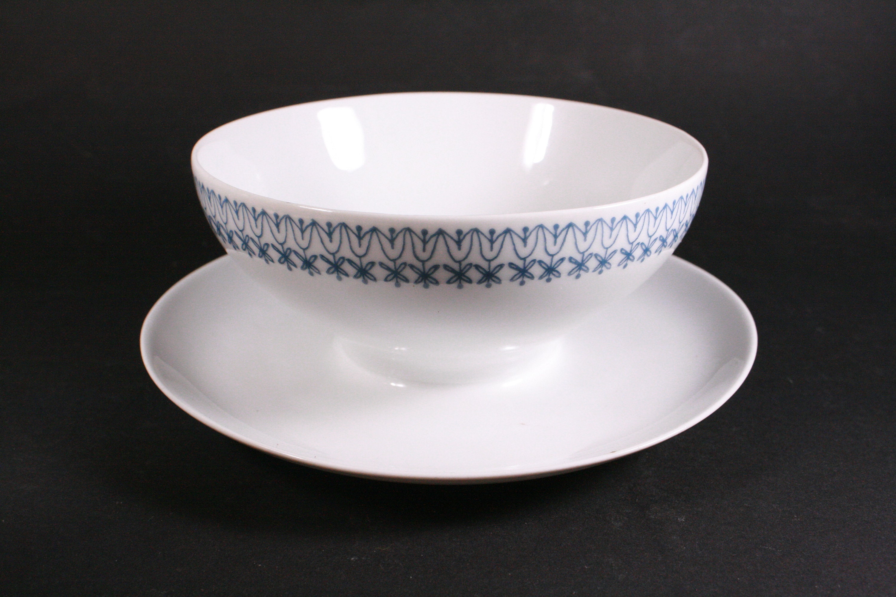 Rare UpsalaEkeby and Karlskrona soup bowl with attached plate Etsy