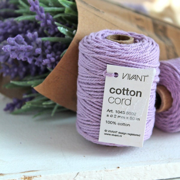 0,10Euro/m  50m Bäckergarn Baumwolle Bakers Twine Cotton cord lavendel lila lilac 30 Spule Baumwollkordel Dekokordel DIY Scrapbooking