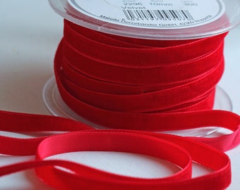 1,5Eur/m Luxus Samtband Christmas Red Rot Breite 10mm | 20mm Samt Velour Band Velvet Hochzeit Weihnacht Deko 300