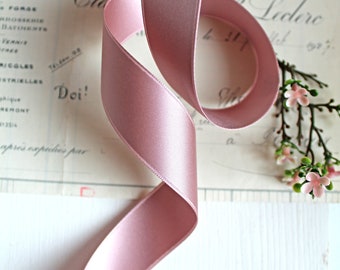 feinstes schweizer Satinband SATIN LUXE doubleface 25mm Vintage ROSA misty 254 waschbar bügelbar (2)