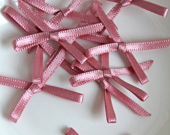 0.15EUR/pc 10 mini satin bows bows 2.6 cm vintage pink no.158 scrapbooking decoration crafts DIY sewing quilt bows