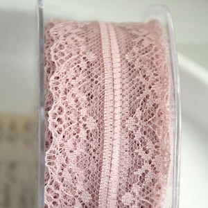 1 m finest lace border 4 cm old pink rose pink vintage lace vintage lace VSP border washable when cut image 1