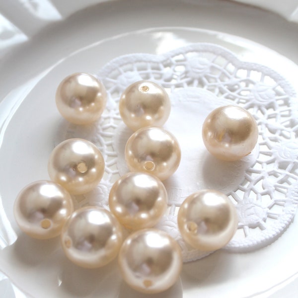 0,25Eur/St Perlen Dekoperlen Acrylperlen 20mm warmes Creme Hochzeit Wachsperlen Deko Basteln DIY Streudeko Vintagestil Hochzeit