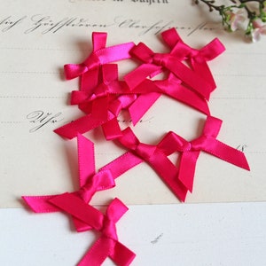 0.16Eur/pc 10 satin bows loops 3 cm shocking pink scrapbooking applique craft decoration DIY sewing quilt NR 175 image 1