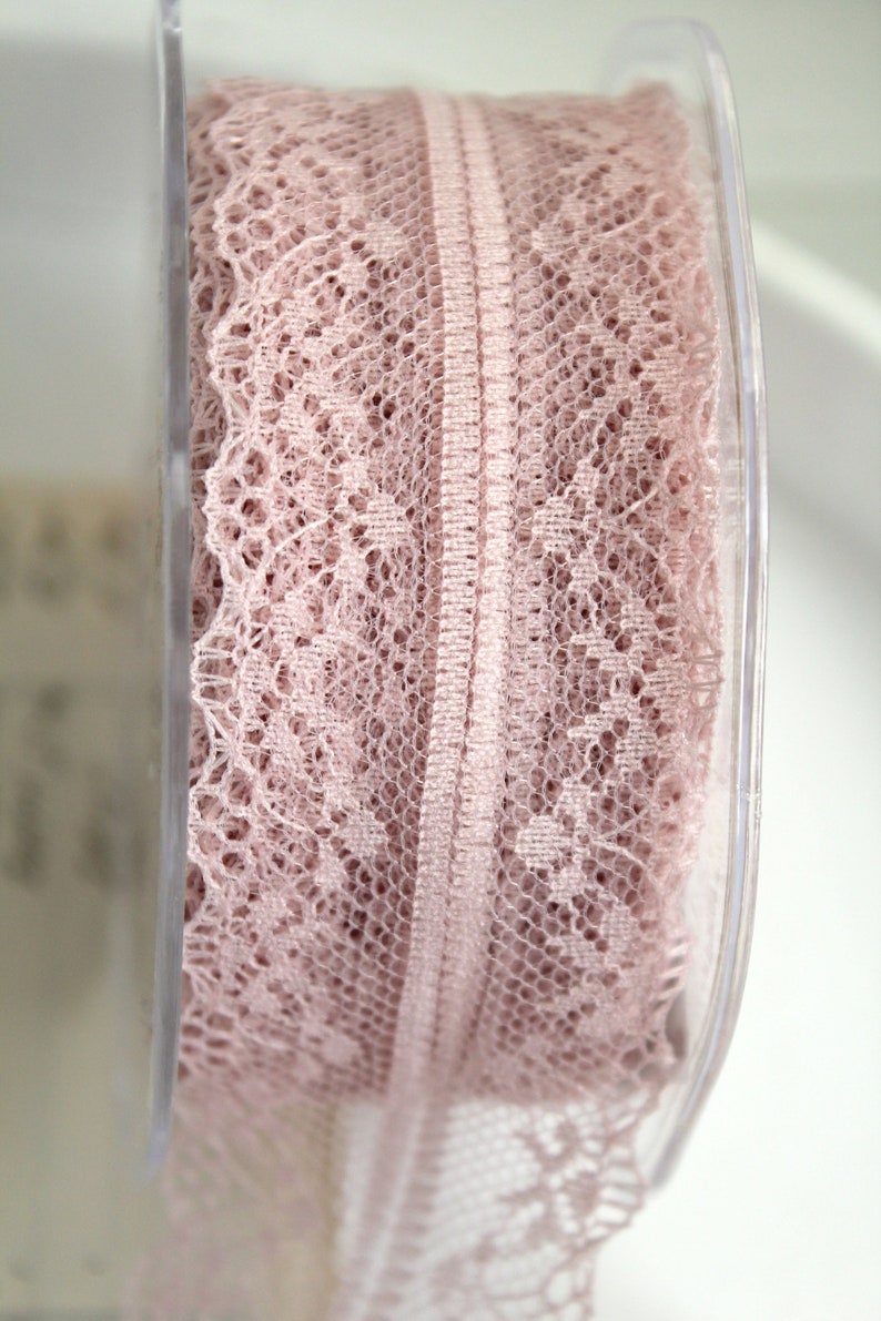 1 m finest lace border 4 cm old pink rose pink vintage lace vintage lace VSP border washable when cut image 1