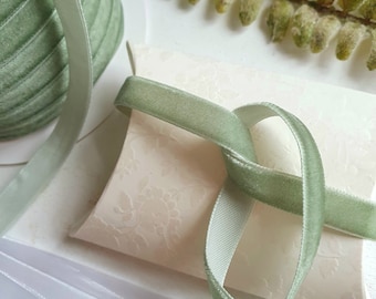 1-10 m Luxury Velvet Ribbon 10 mm Velvet in Vintage Pastel Green Nile Green 60 (7)