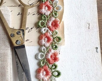 3,9Eur/m 90cm zauberhafte gestickte Blumenborte Spitze 20mm Vintage apricot Borte Applikation Nähen Deko Vintage Stil waschbar (No.3)