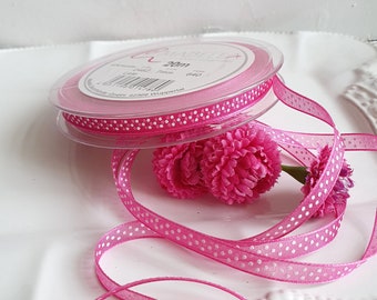 0,40EUR/m  Pünktchenband LELE Chiffon pink Schleifenband Hochzeit 7mm Dekoband Schleifenband basteln Deko DIY Scrapbooking