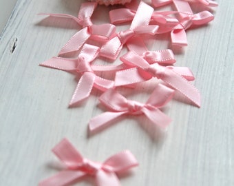 0.16Eur/St 10 Satin Bows 3 cm 6 mm Ribbon Pink Bows Applique Decoration Quilt Sewing DIY Scrapbooking No.117