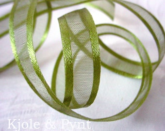 4m Chiffonband Satinkanten 0,30Eur/m Schleifenband 10mm Chiffon Dekoband Band Moosgrün grün 066