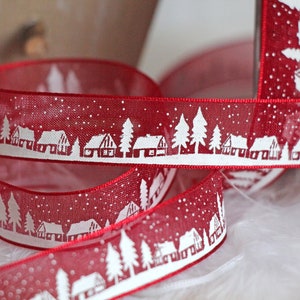 Finest chiffon ribbon Christmas ribbon LOTTA 15 mm red white in cut organza Christmas Advent decoration packaging 360 image 3