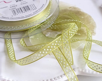 0.40EUR/meter dot ribbon LELE chiffon may green ribbon wedding 7 mm decorative ribbon ribbon craft decoration DIY scrapbooking