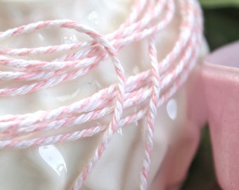 0.12 euros/meter cotton cord CANDY ME! Pink White Cotton Twist Cord Candy Bakers Twine Bakers Twine pink white from Vivant