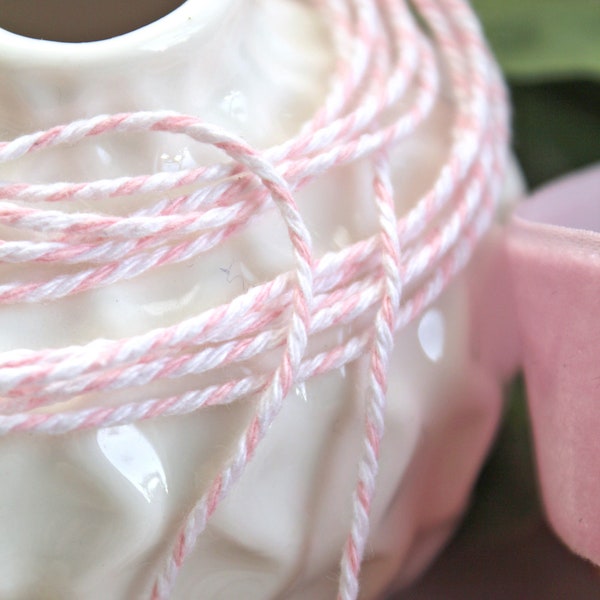 0,12 Euro/m  Baumwollkordel CANDY ME ! Rosa Weiß Cotton Twist Cord Candy Bäckergarn Bakers Twine pink white von Vivant