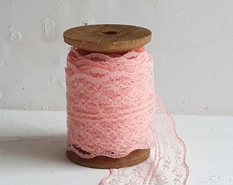1 m finest lace 45 mm 4.5 cm wide apricot ballet pink pink vintage lace cut to size vintage lace trim BSPA