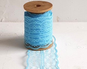 1m feinste Spitze 45mm 4,5cm breit Vergißmeinicht-blau blau Vintage Lace im Zuschnitt Vintagespitze Borte BSPA