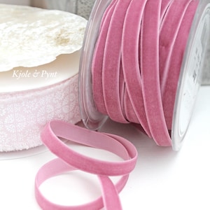 1,5Eur/m Luxus Samtband vintage Rose Alt Rosa Breite 10mm Samt Velour Band Velvet Hochzeit Taufe Deko 660 Bild 1