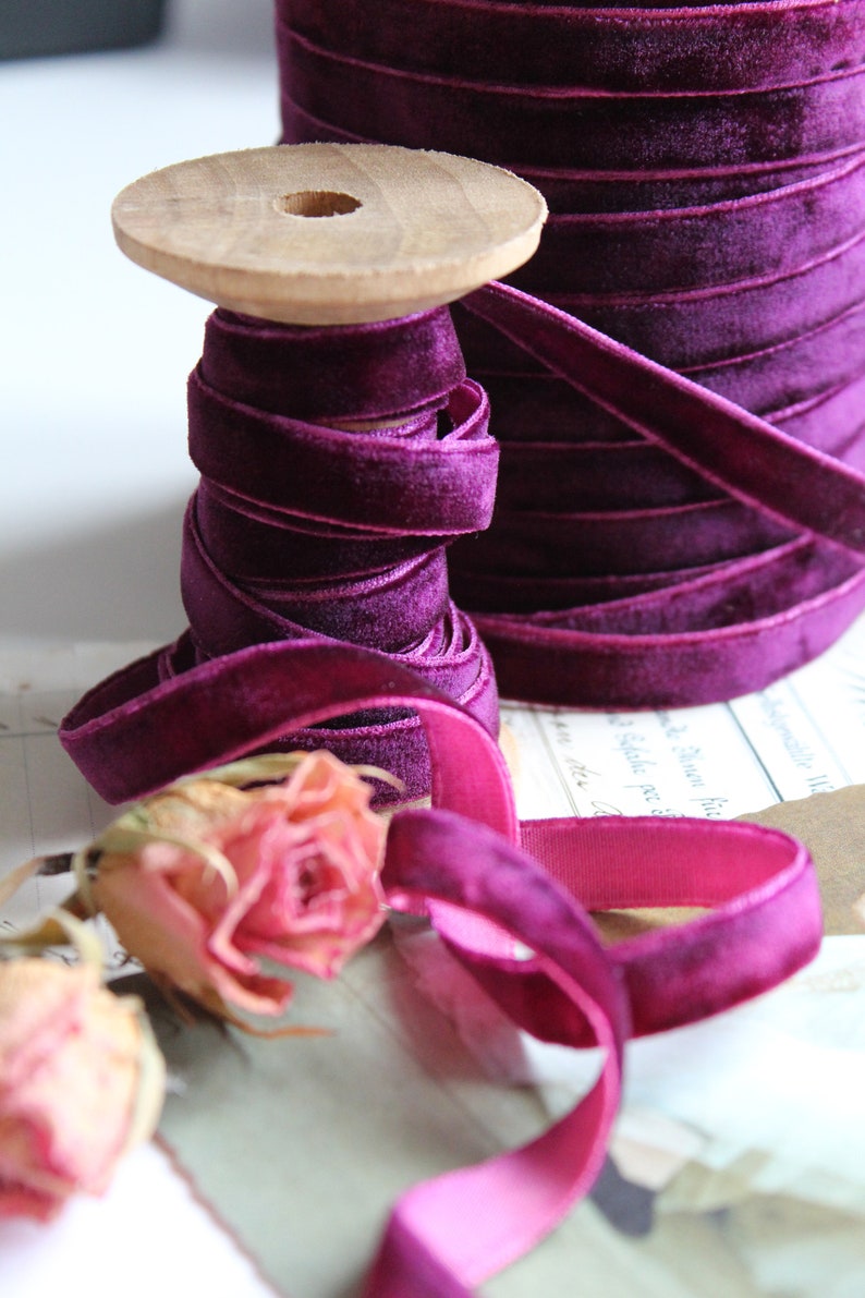 1 m Luxury Velvet Ribbon Prune Purple Width 10 mm Velvet Velor Ribbon Velvet Wedding Baptism Decoration 04 image 2