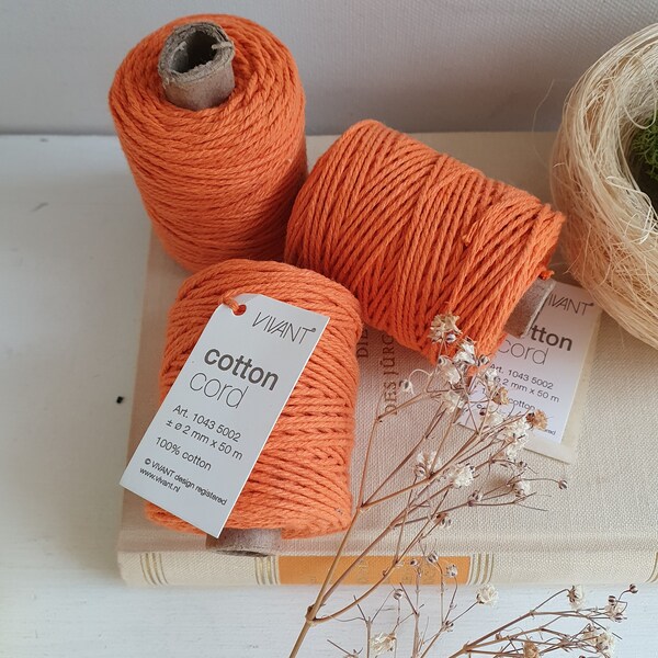 0,10Euro/m  50m Bäckergarn Baumwolle Bakers Twine Cotton cord Orange 57 auf Spule Baumwollkordel Dekokordel DIY Scrapbooking Ostern