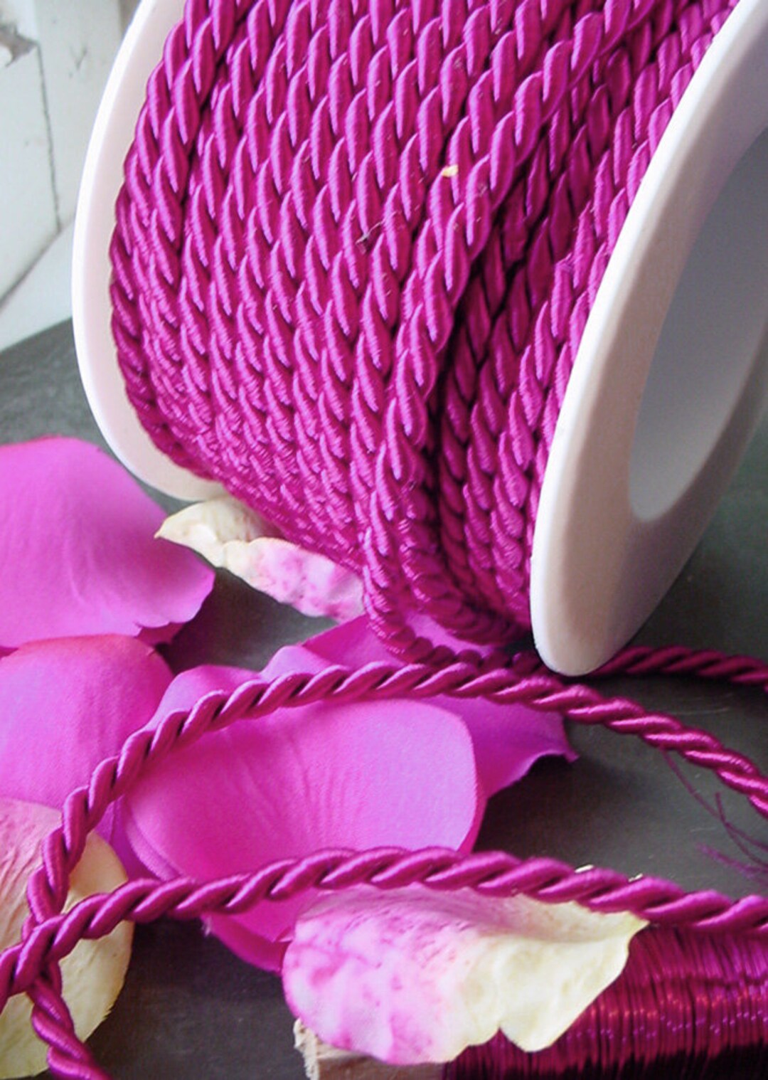 1 M of the Finest Twisted Satin Cord 4 Mm Dark Pink 66 Cut to Etsy