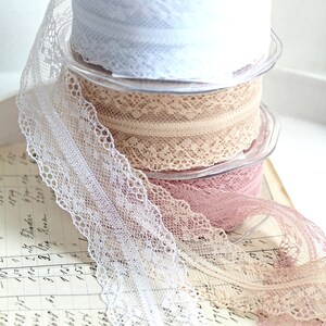 1 m finest lace border 4 cm old pink rose pink vintage lace vintage lace VSP border washable when cut image 5