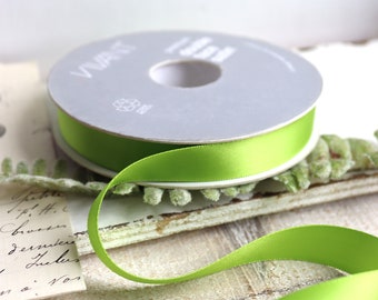 0.30Eur/meter fine satin ribbon doubleface 16 mm green 4 m cut washable ironable spring green ribbon decorative ribbon