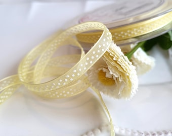 0,40EUR/m  Pünktchenband LELE Chiffon gelb Schleifenband Hochzeit 7mm Dekoband Schleifenband basteln Deko DIY Scrapbooking