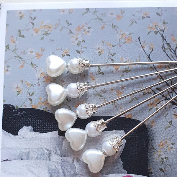 0,40Eur/St  5 süße Perlkopfnadel mit Krönchen creme 8mmx65mm | Hochzeit Corsage Pins | Bridal Bouquet | DIY Wedding | Floral Supply