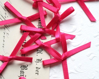 0.15EUR/pc 10 mini satin bows 2.6 cm hot pink NR. 175 Bows Scrapbooking Decoration Crafts DIY Sewing Quilt Bows