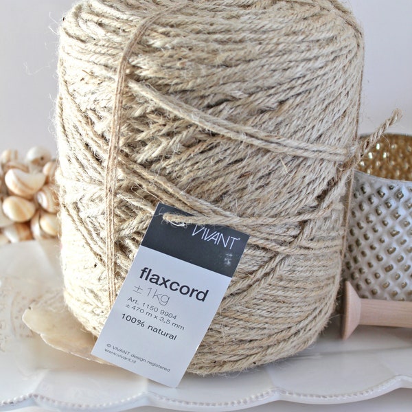 0,20 Euro/m  10m Juteschnur 4mm Flaxcord Jutekordel Natur Beige 70 Vivant Jute Kordel Makramee Basteln DIY Knüpfen Binden Garten Deko Hell