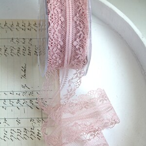 1 m finest lace border 4 cm old pink rose pink vintage lace vintage lace VSP border washable when cut image 2