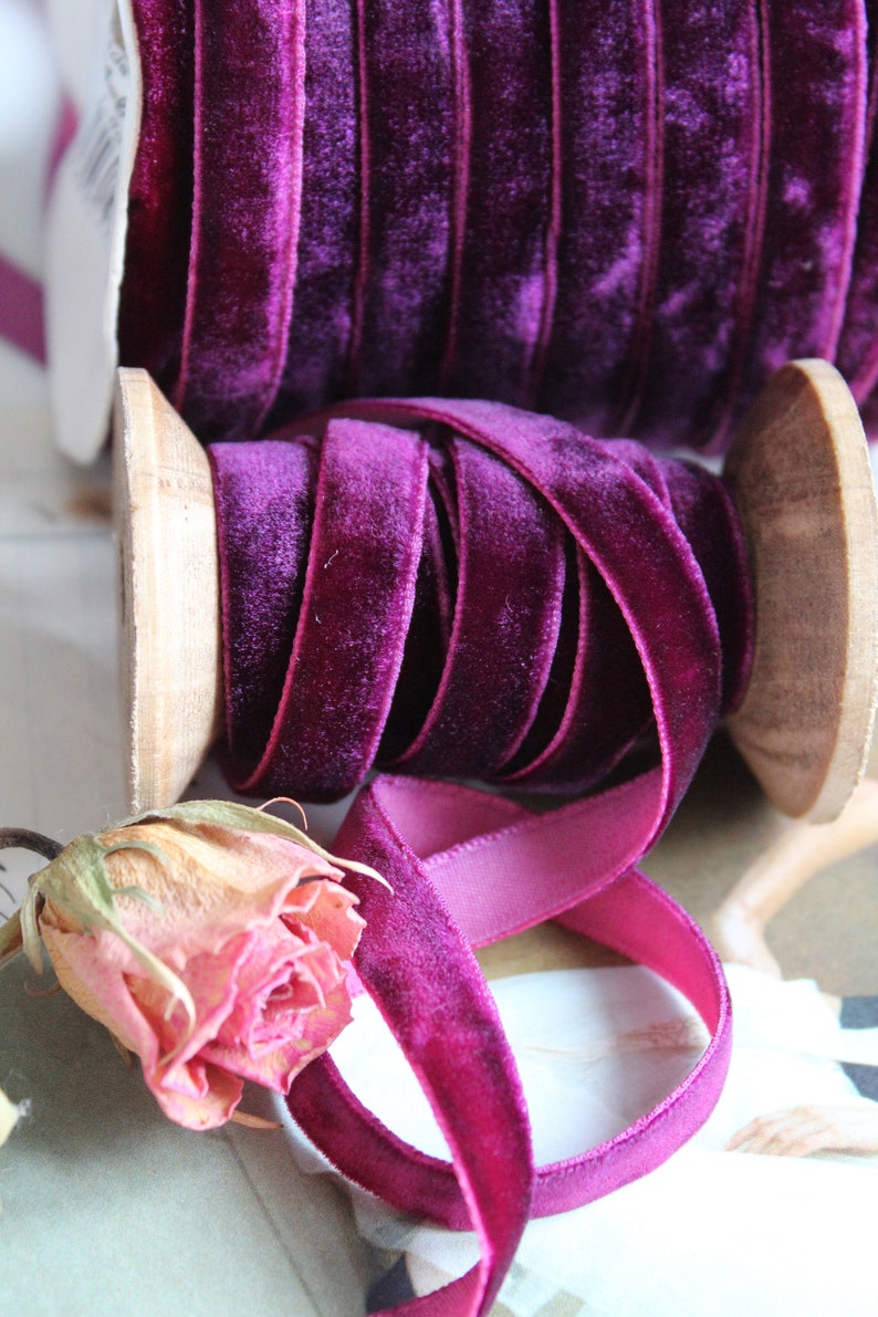 1 m Luxury Velvet Ribbon Prune Purple Width 10 mm Velvet Velor Ribbon Velvet Wedding Baptism Decoration 04 image 1