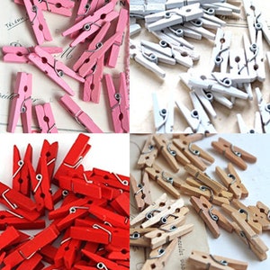 0,10 EUR/h 20 Mini Wooden Clips Clothespins Clamp 3cm RED DIY Scrapbooking Advent Calendar Decoration Crafts Packing Wedding image 6