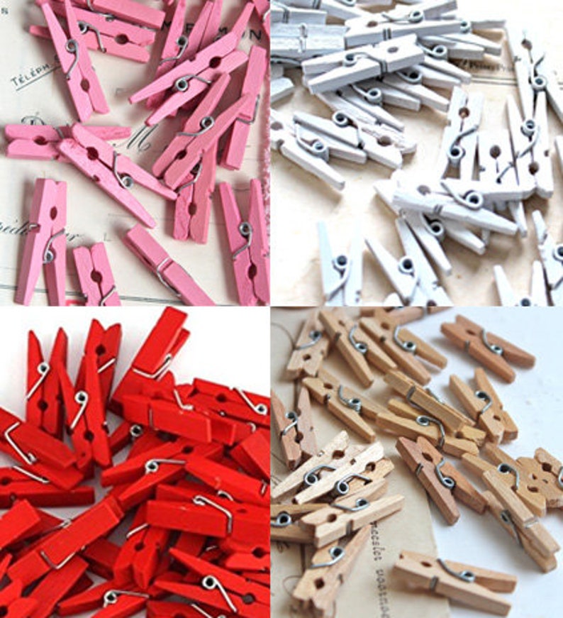 0,10 EUR/h 20 Mini Wooden Clips Clothespins Clamp 3cm RED DIY Scrapbooking Advent Calendar Decoration Crafts Packing Wedding image 6