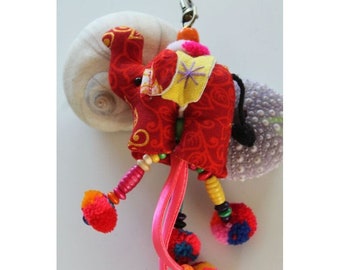 Sleutelhanger tas hanger cadeau label olifant stof olifant Thaise decoratie