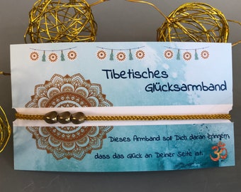 Tibetisches Glücksarmband Knotenarmband handgemacht Buddhismus Freundschaftsarmband verstellbar 3 Messingperlen