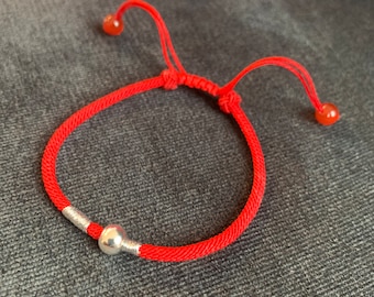 Bracelet porte-bonheur tibétain, bracelet à nœud, fait à la main, bouddhisme, amitié, corde rouge réglable