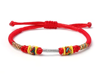 Tibetan Lucky Bracelet Knot Bracelet Handmade Buddhism Friendship Bracelet Adjustable Red Rope