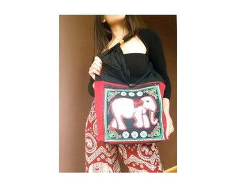 Schultertasche Umhängetasche Thai Elefant Baumwolle Pailetten aus Thailand