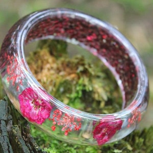 Resin / Resin Bangle with Flowers Flower Bracelet Resin Bangle