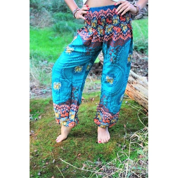 Haremshose Hippiehose Pumphose Aladinhose Yogahose Größe S / M universal Elefant