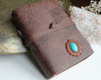 Notebook Diary Leather Book Turquoise Leather 18 x 13 cm