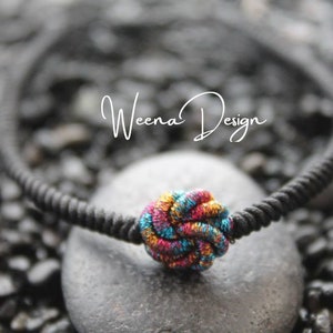 Handmade Tibetan bracelet with colorful lucky knot