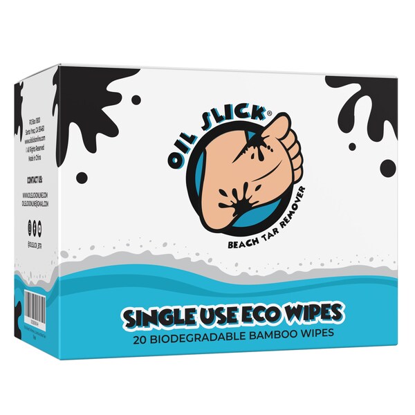 Oil Slick Beach Tar Remover Wipes - Bamboo Eco Wipes 20ct