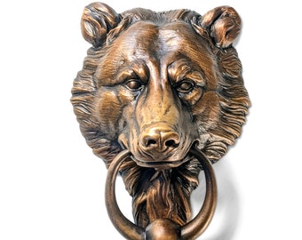 Cast Iron Antique Style BLACK BEAR Door Knocker Rustic Brown Finish Cabin Decor Cast Iron Antique Style BLACK BEAR Door Knocker Rustic Brown Finish Cabin Decor
