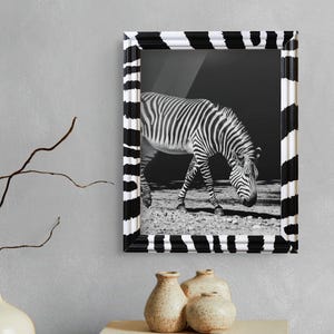 Custom Zebra Print Picture Frame .75 Inch Handmade Solid Wood Photo Frame Animal Print Wall Home Decor Gifts by US Art Frames