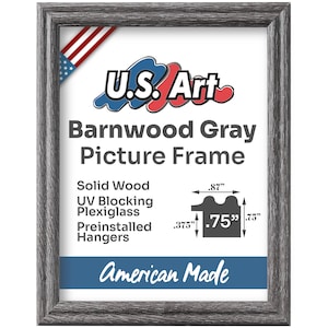 Vintage Rustic Gray Barnwood Picture Frame Solid Wood Farmhouse Frames for Wall Decor with UV-Blocking Plexiglass & Preinstalled Hangers