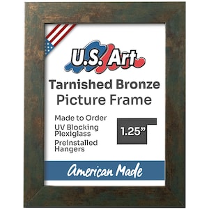 Tarnished Bronze Picture Frame 1.25 Inch Flat Metallic Photo Frame for Wall Art Poster Display Decorative Bronze Art Frame